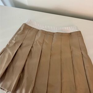 Sandro Tan Skater Mini Skirt with Pleats
